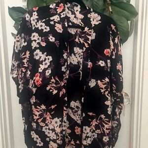 H&M Black Floral Open-Front Kimono